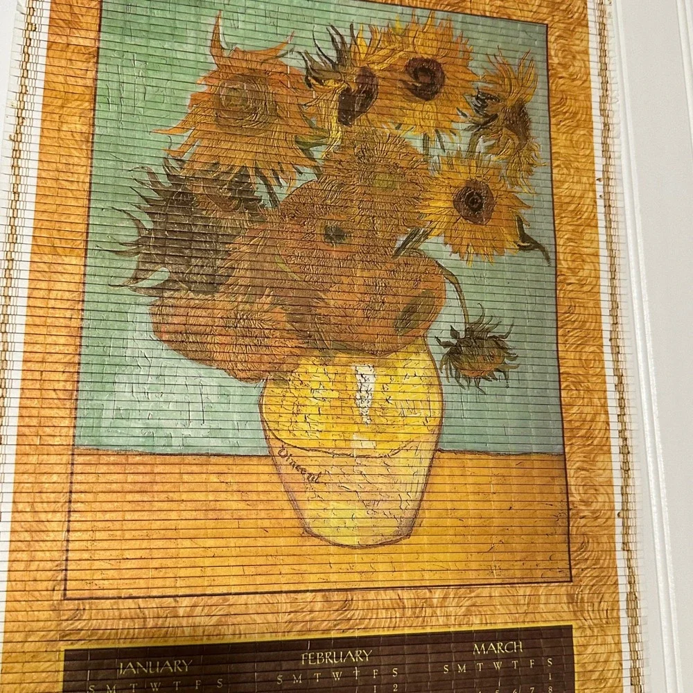 Vincent van Gogh Bamboo Wall Scroll Calendar Set 2007 2008 Sunflowers Irises Art